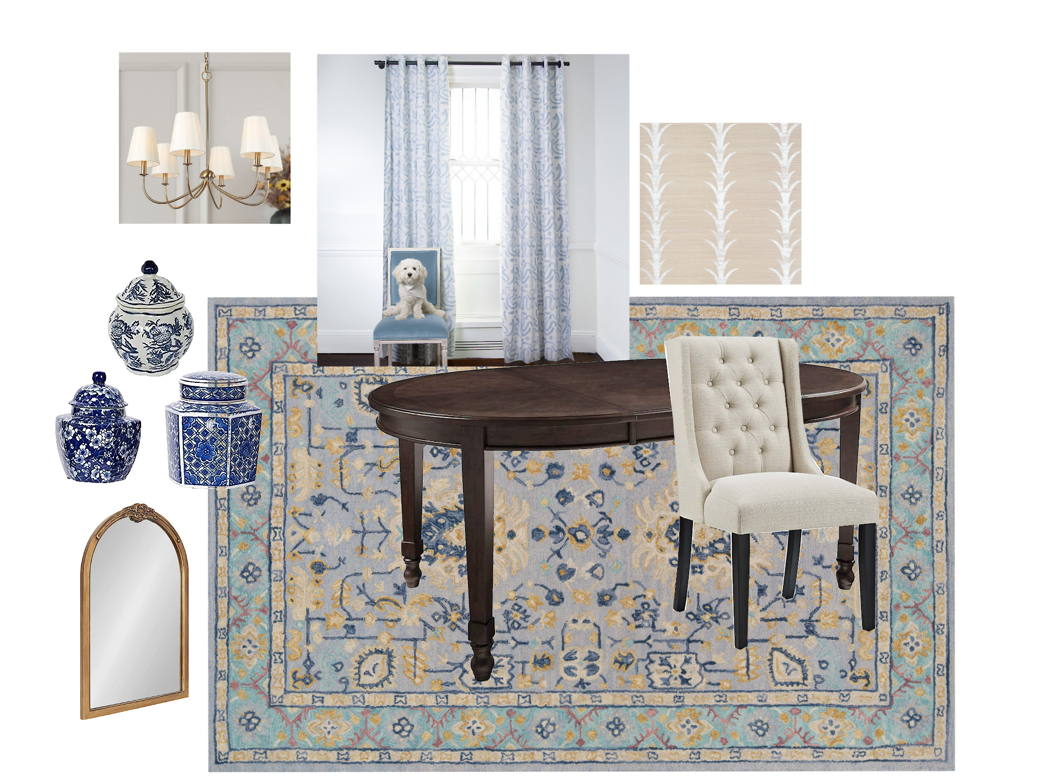 Affordable Dining Room Bright Moodboard Colorful Traditional